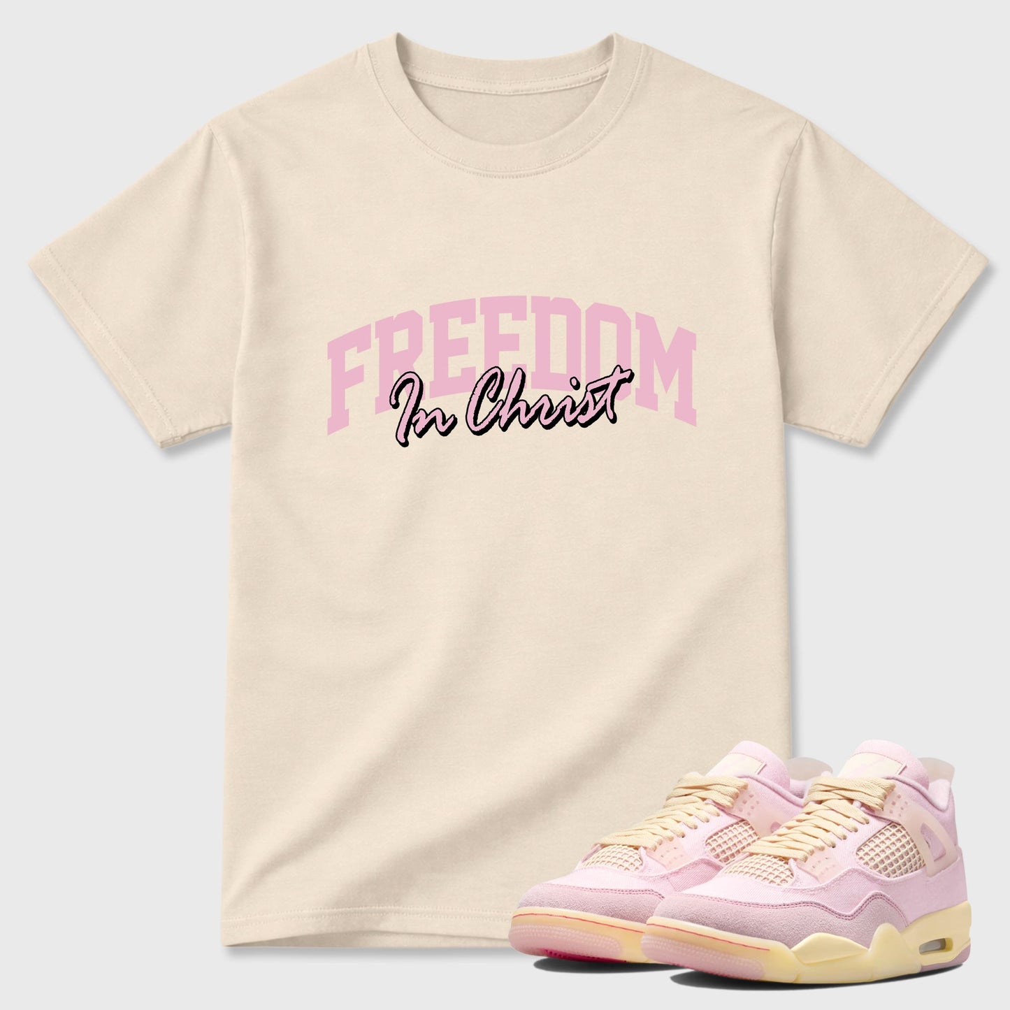 Freedom In Christ Sneaker Tees - Air Jordan 4 Iced Carmineo
