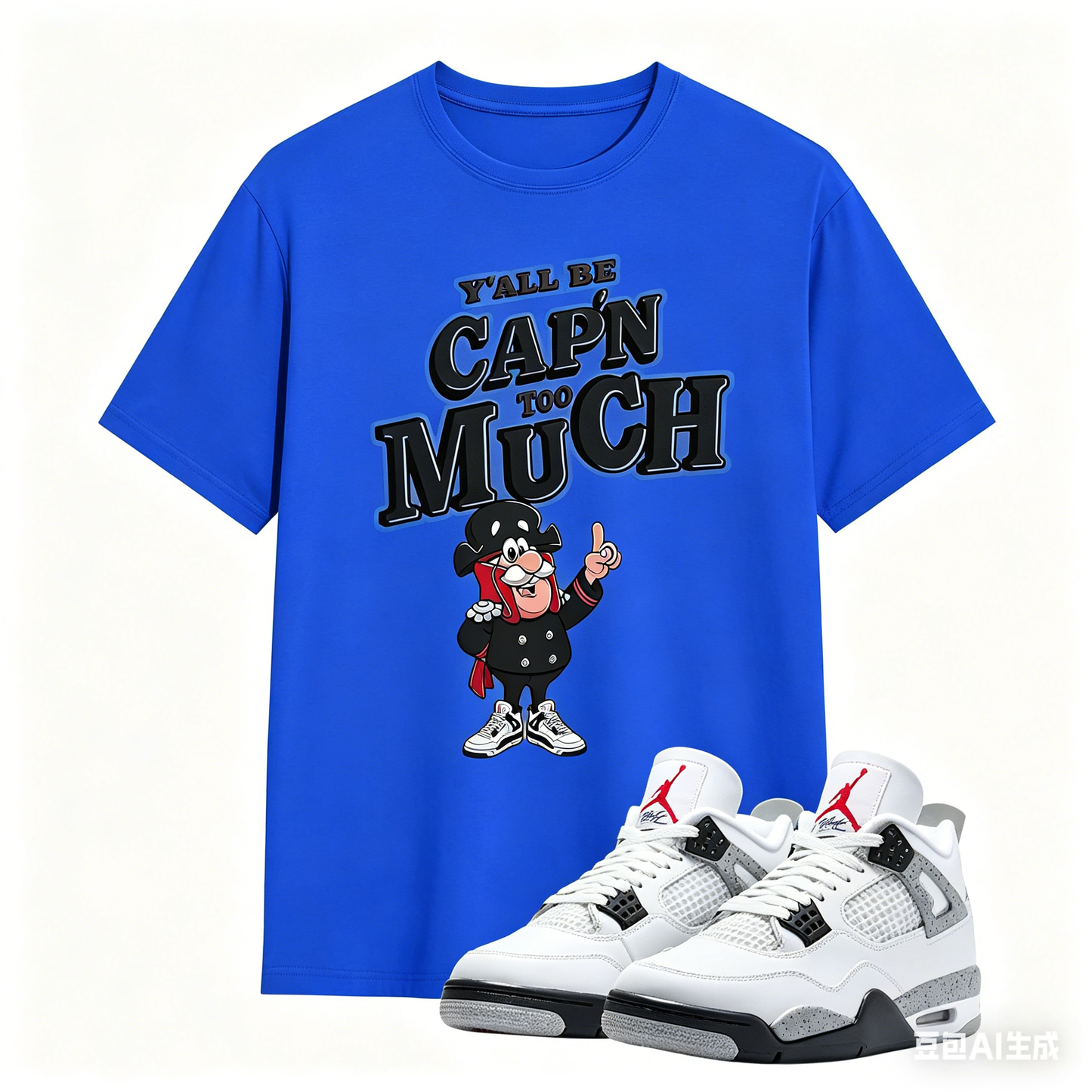 AJ 4 Retro White Cement Cap'n Too Much Sneaker T Shirt