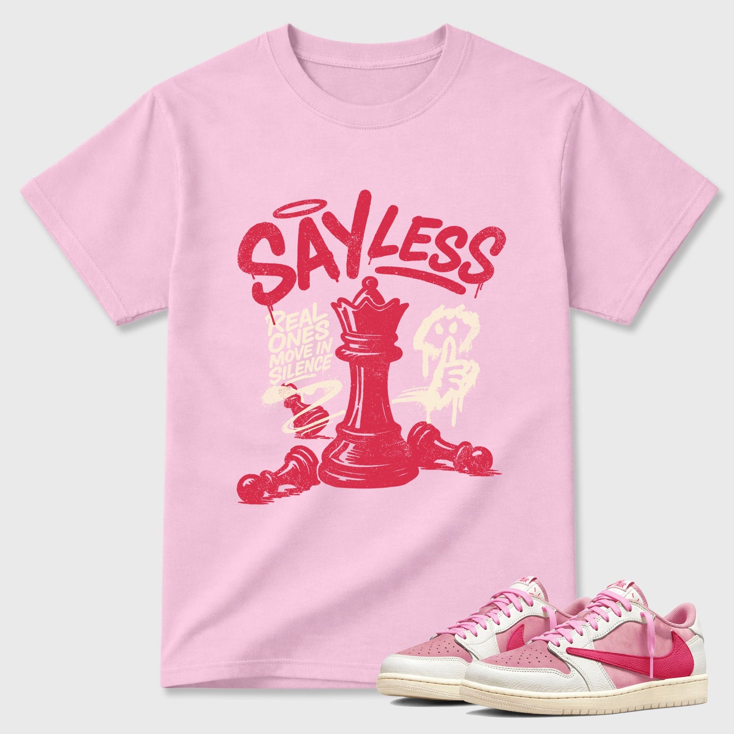 Say Less Sneaker Tees - Air Jordan 1 Travis Scott Tropical Pink