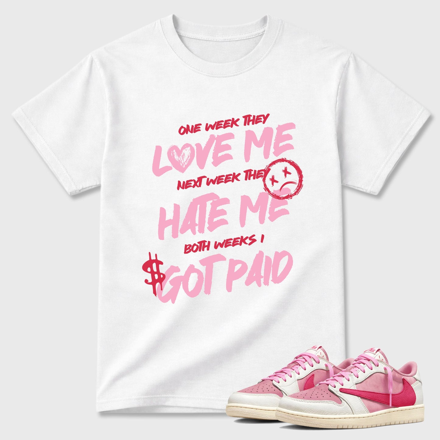 I Got Paid Sneaker Tees - Air Jordan 1 Travis Scott Tropical Pink