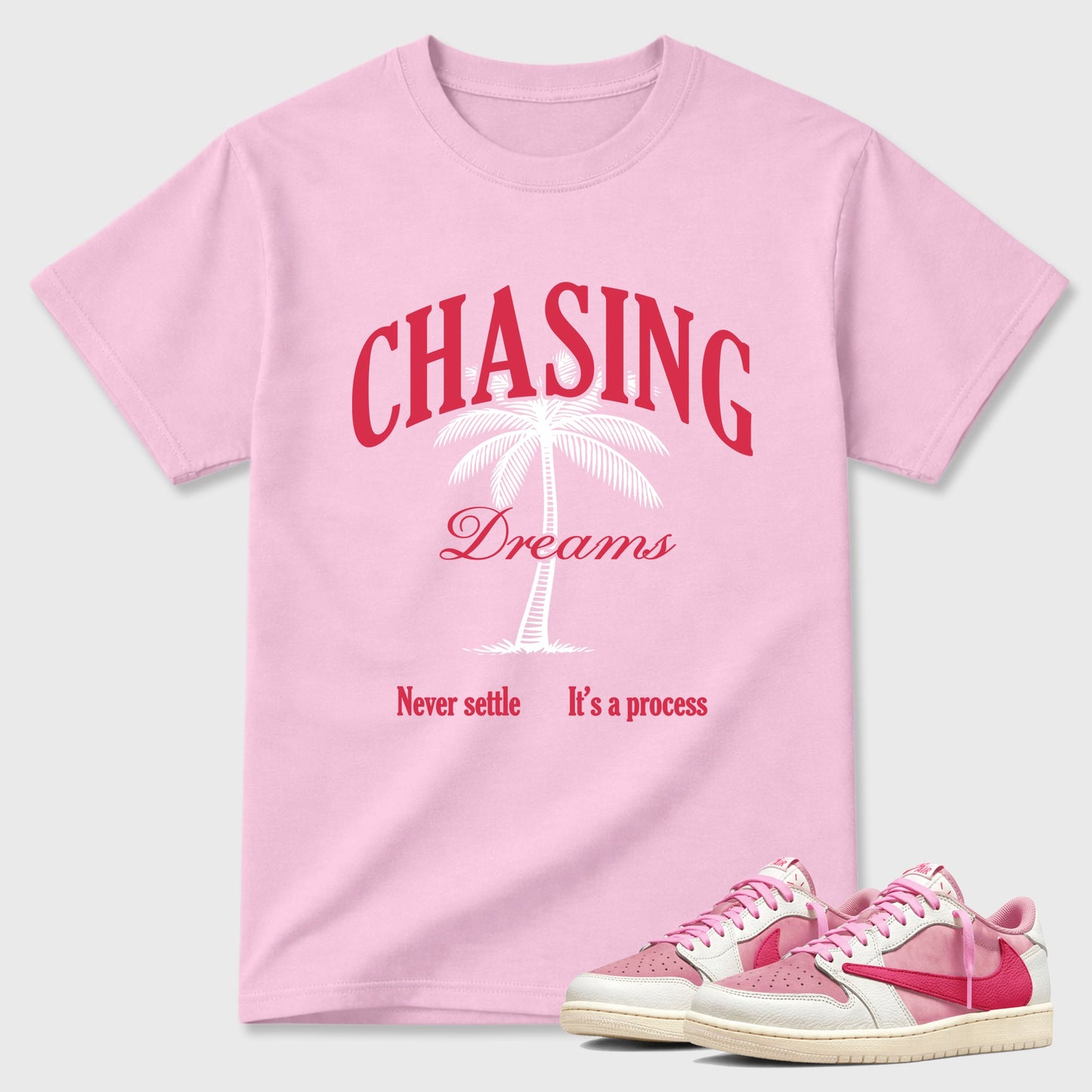 Chasing Dreams Sneaker Tees - Air Jordan 1 Travis Scott Tropical Pink