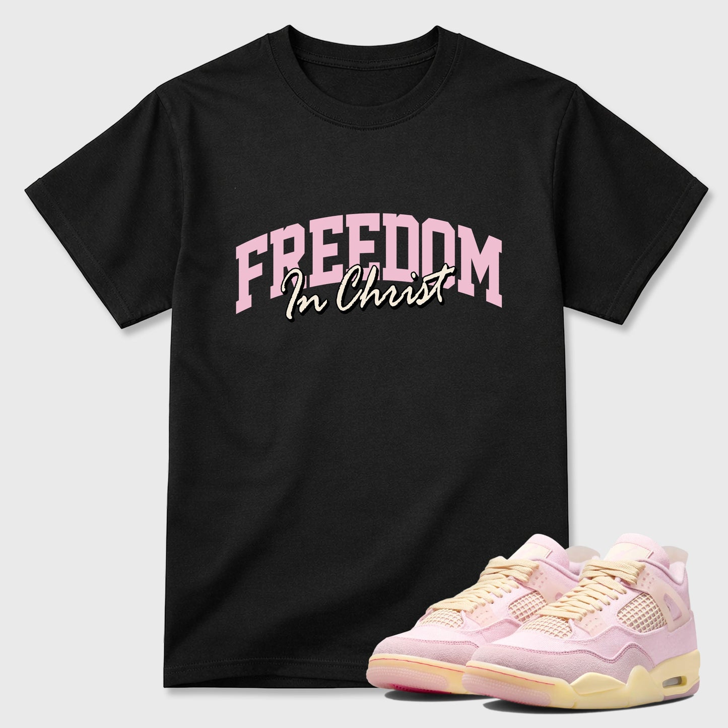 Freedom In Christ  Sneaker Tees - Air Jordan 4 Iced Carmineo
