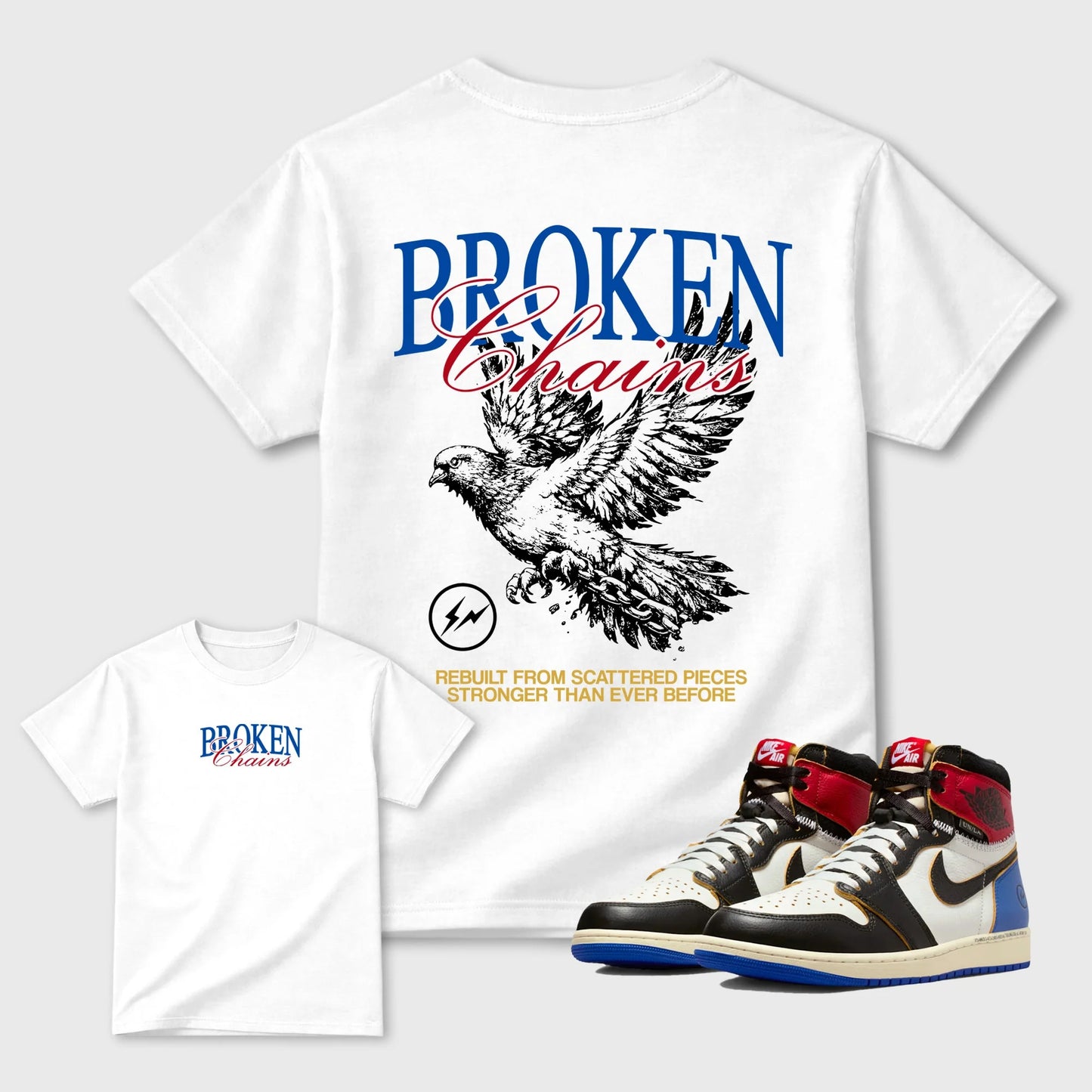 Broken Chains RUNIX Sneaker Tees - Air Jordan 1 Union x Fragment