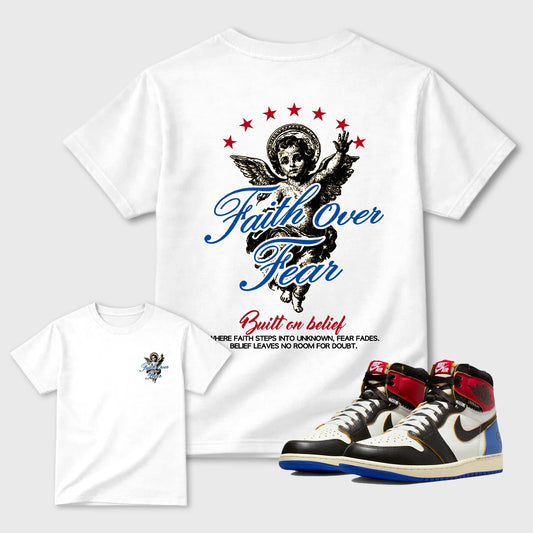 Faith Over Fear RUNIX Sneaker Tees - Air Jordan 1 Union x Fragment