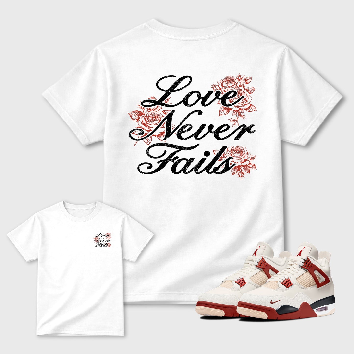 Love Never Fails Sneaker Tees - Air Jordan 4 Brick After Brick