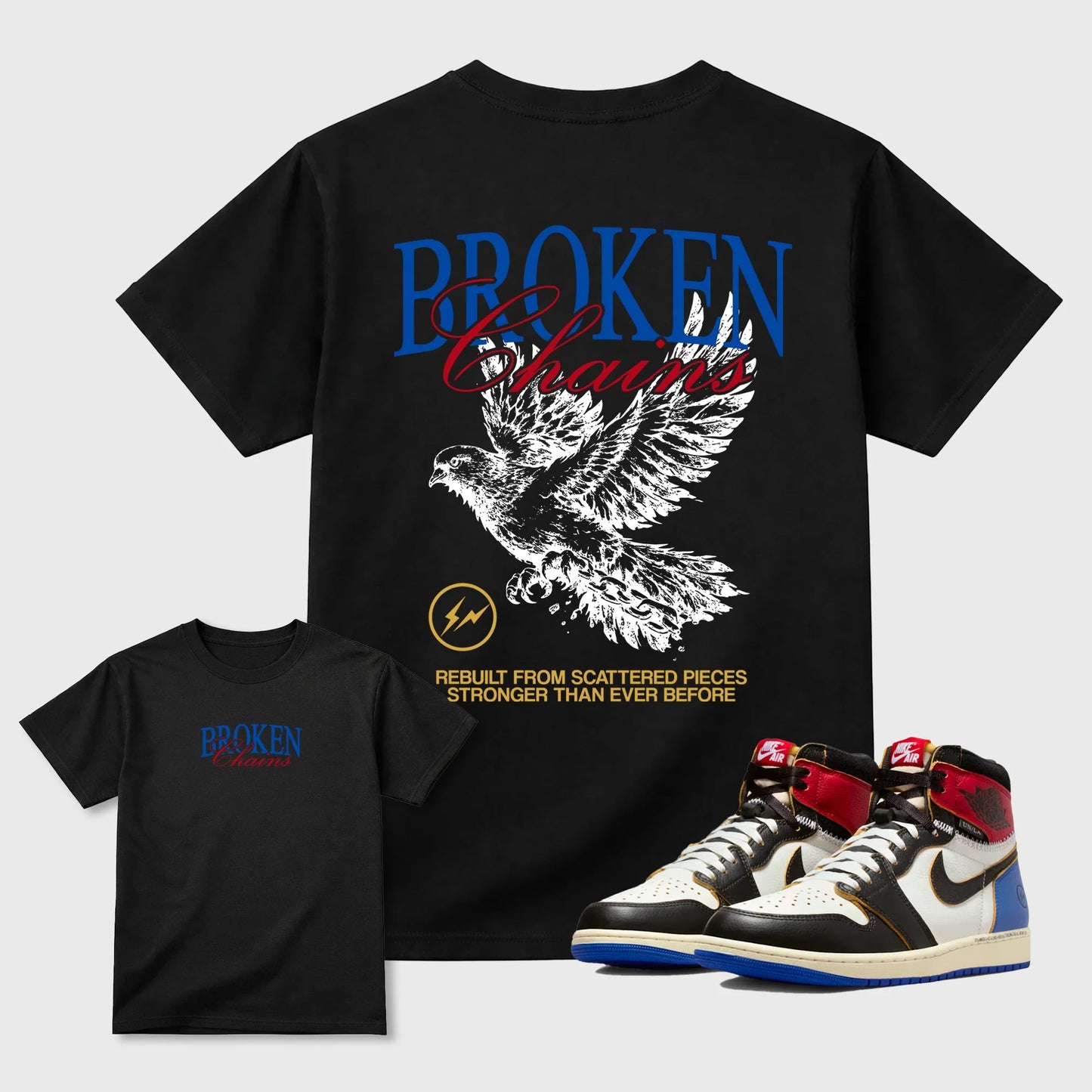Broken Chains RUNIX Sneaker Tees - Air Jordan 1 Union x Fragment