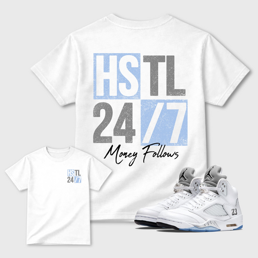 Hustle 247 Sneaker Tees - Air Jordan 5 White Metallic
