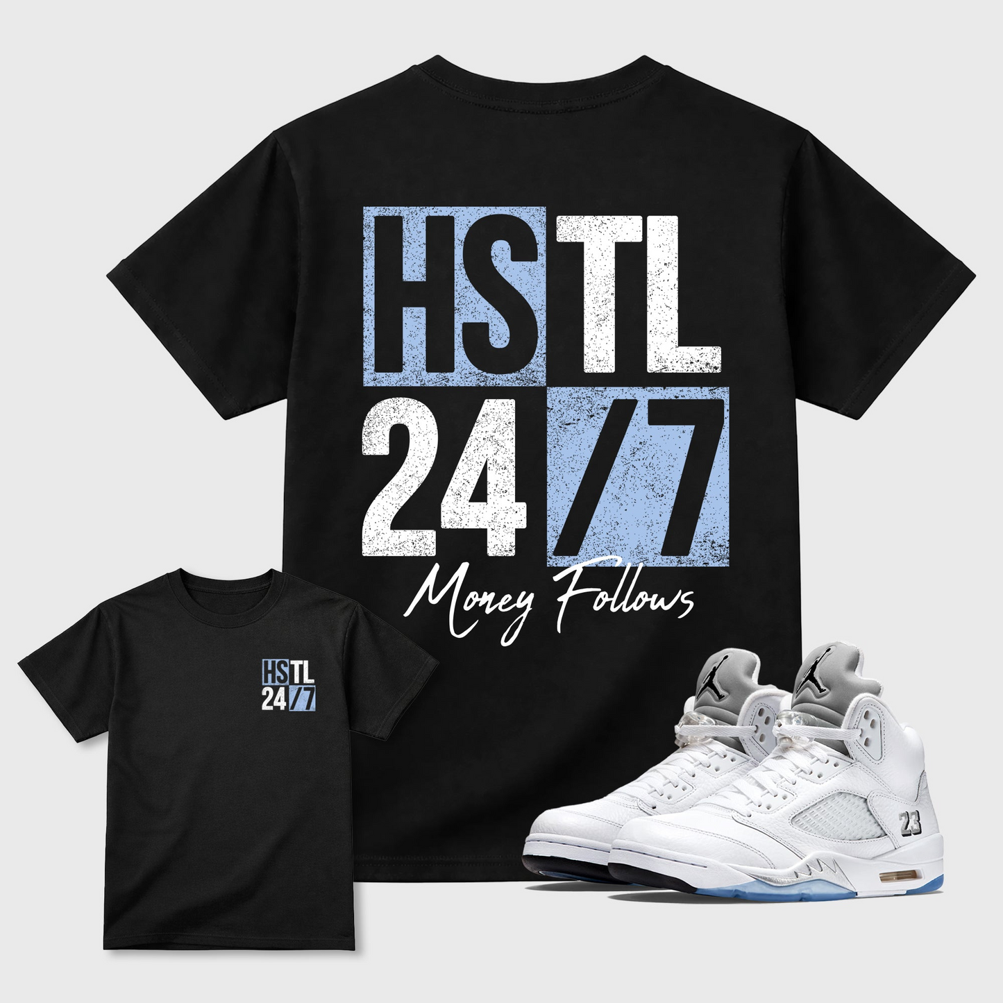Hustle 247 Sneaker Tees - Air Jordan 5 White Metallic