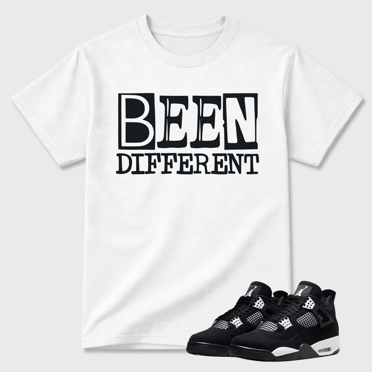 Jordan 4 Retro White Thunder T Shirt Match BEEN