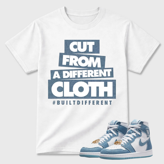 CLOTH T Shirt to match Jordan 1 High OG Denim Worn Blue Metallic Gold Chile Red