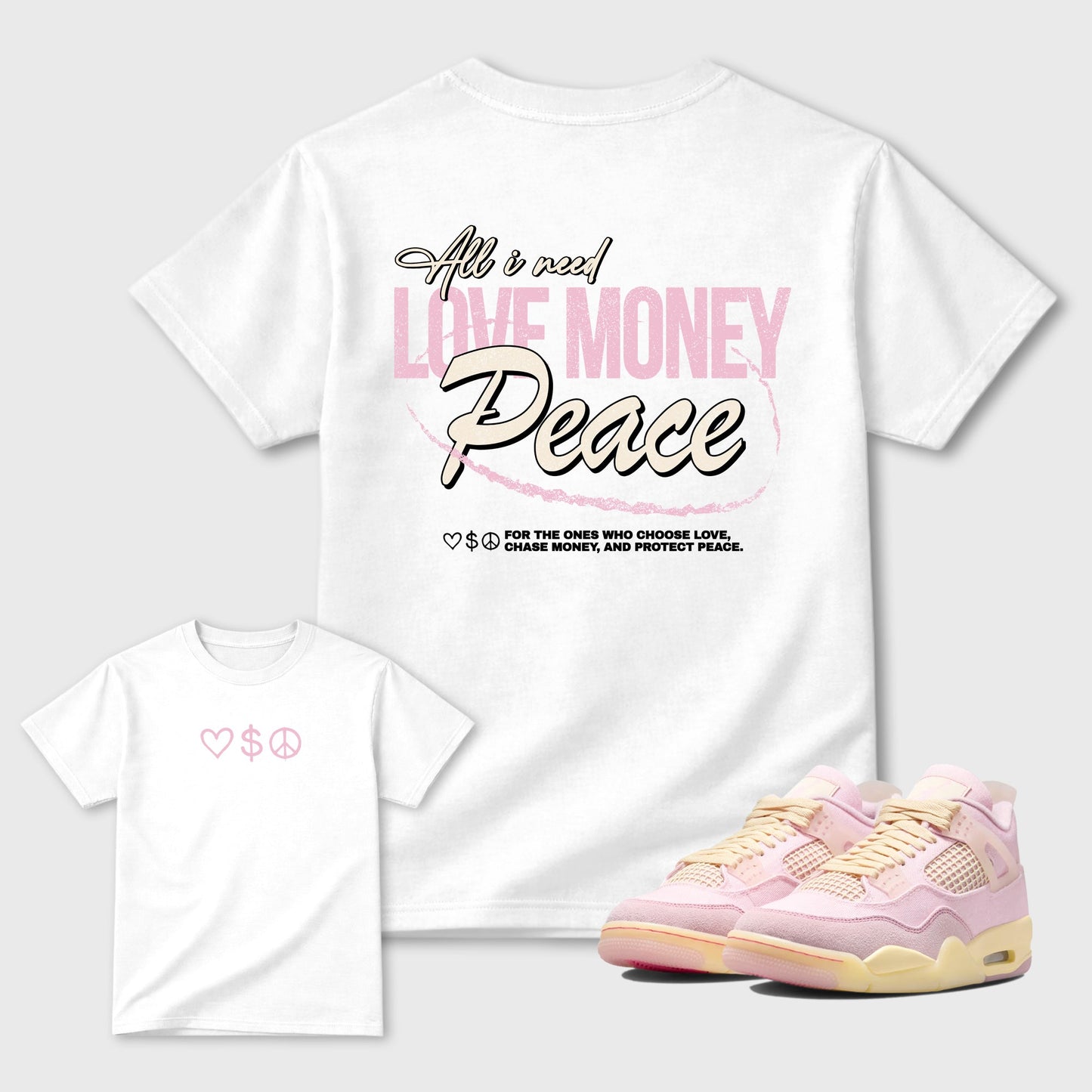 Love Money Peace  Sneaker Tees - Air Jordan 4 Iced Carmine