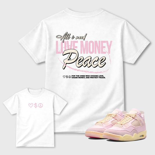 Love Money Peace  Sneaker Tees - Air Jordan 4 Iced Carmine