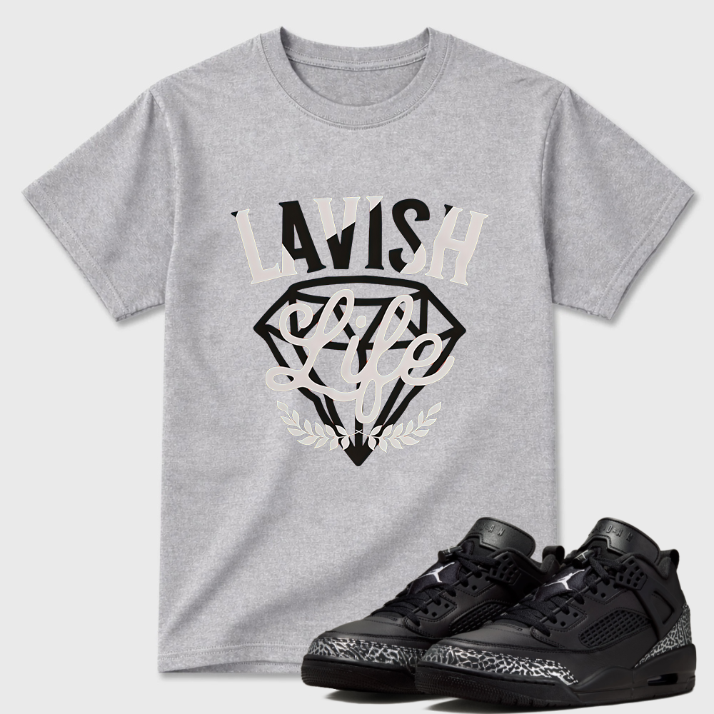 Black Grey AJ 4 Lavish Life Diamond Shirt