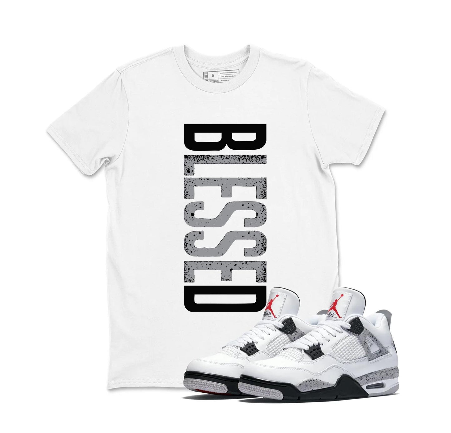 BLESSED Shirt to Match Jordan 4 White Cement