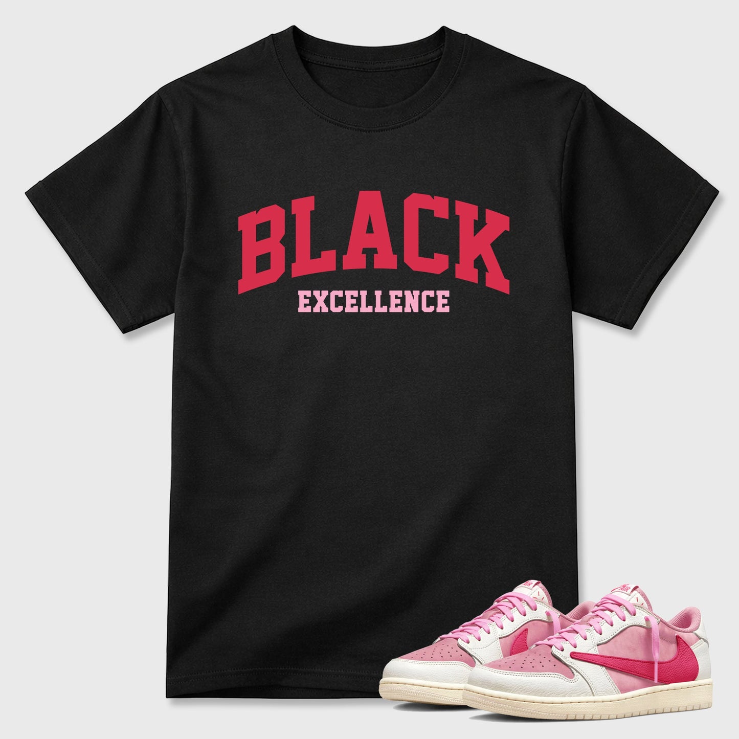 Varsity Black Excellence  Sneaker Tees - Air Jordan 1 Travis Scott Tropical Pink