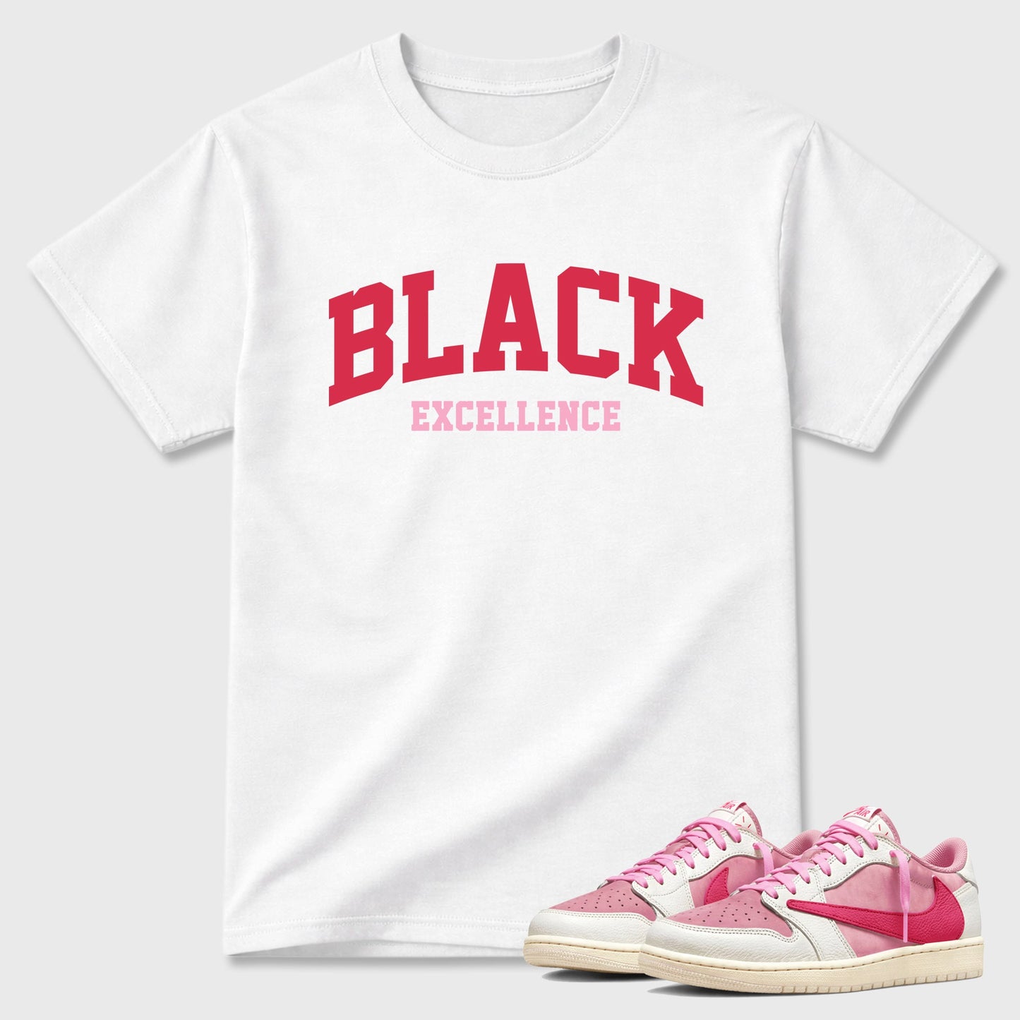 Varsity Black Excellence  Sneaker Tees - Air Jordan 1 Travis Scott Tropical Pink
