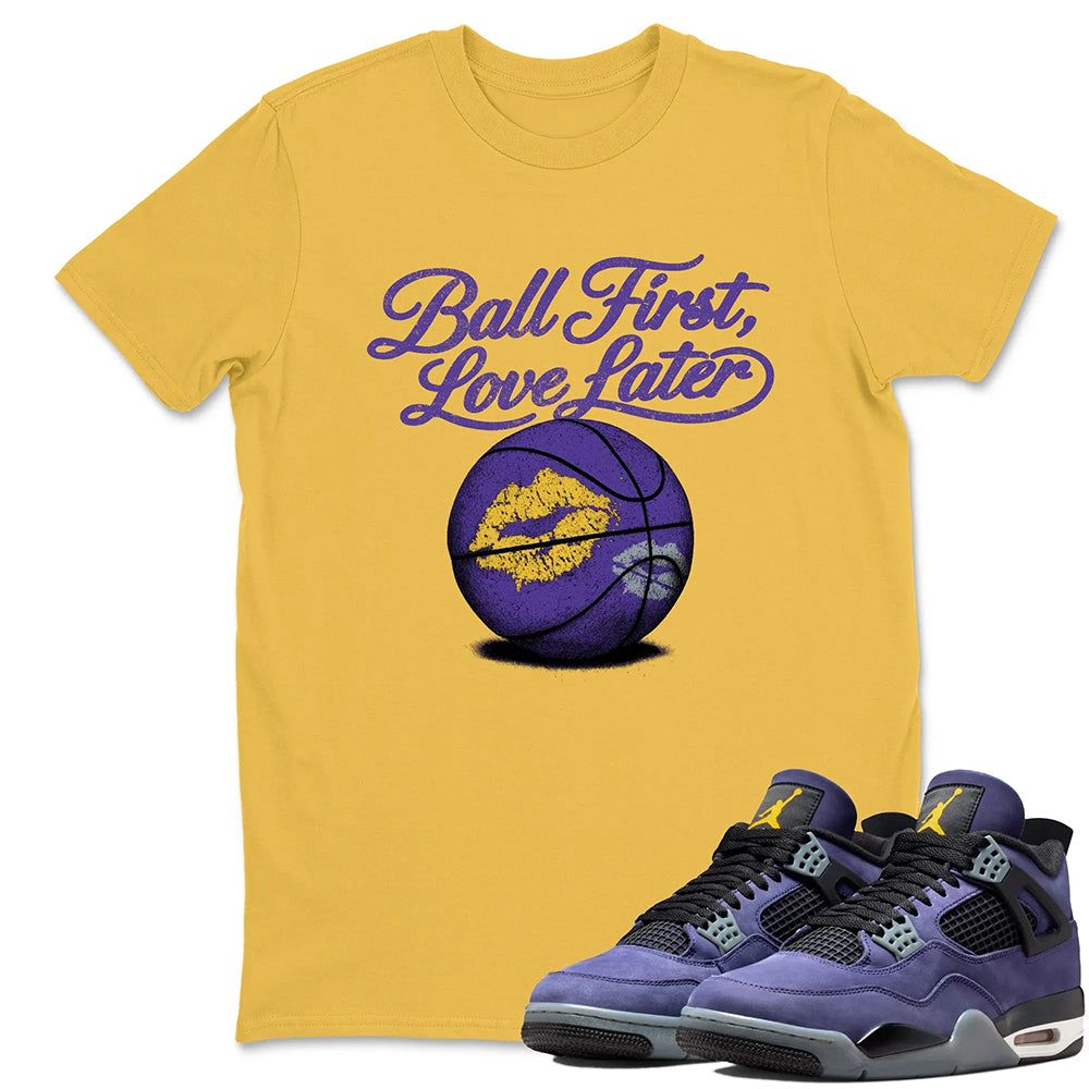 Ball First Kiss Later RUNIX  Sneaker Tees - Air Jordan 4 Lakeshow