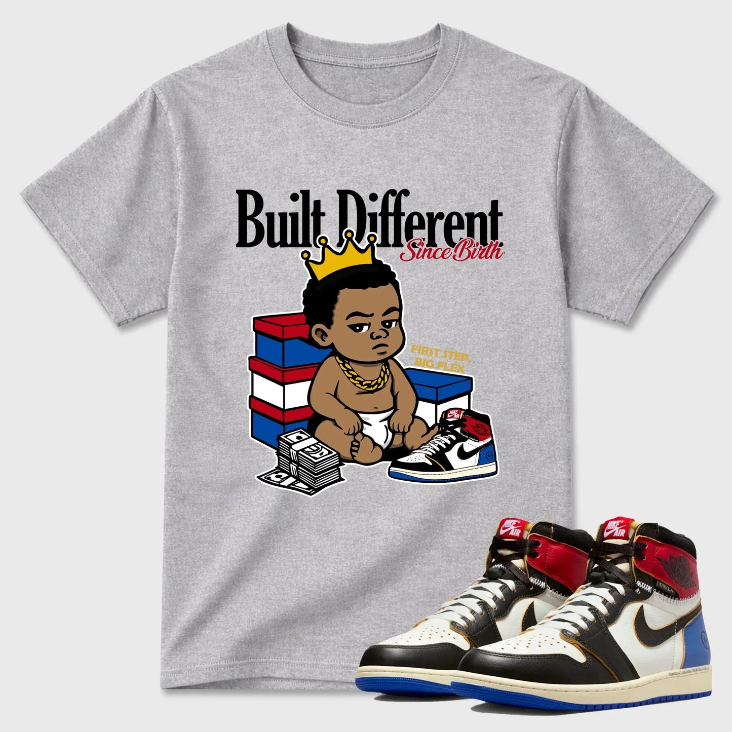 Built Different Since Birth RUNIX Sneaker Tees - Air Jordan 1 Union x Fragment