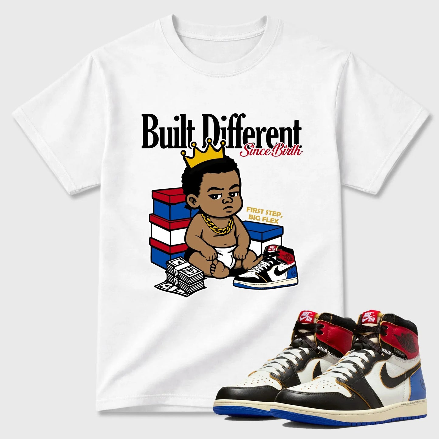 Built Different Since Birth RUNIX Sneaker Tees - Air Jordan 1 Union x Fragment