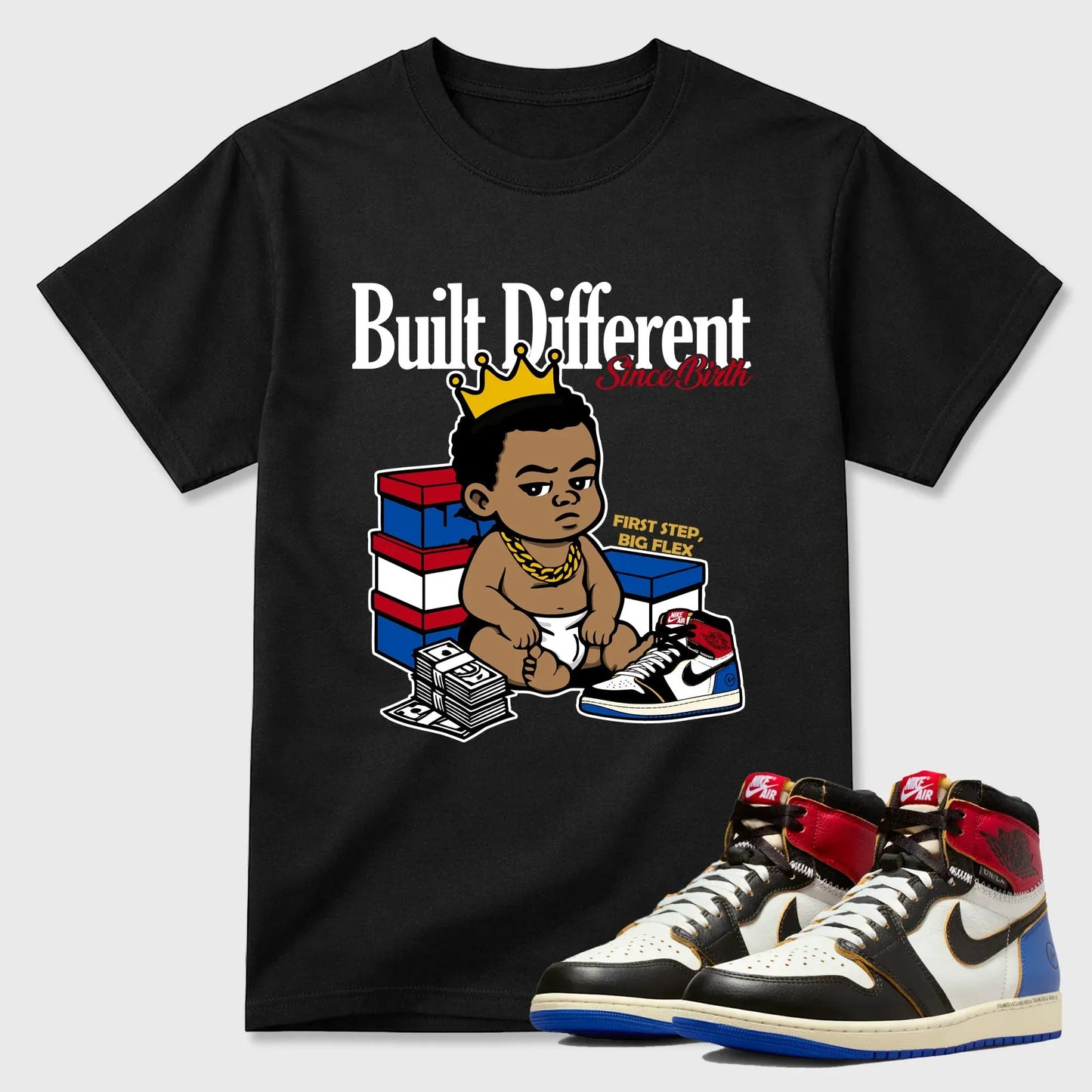 Built Different Since Birth RUNIX Sneaker Tees - Air Jordan 1 Union x Fragment