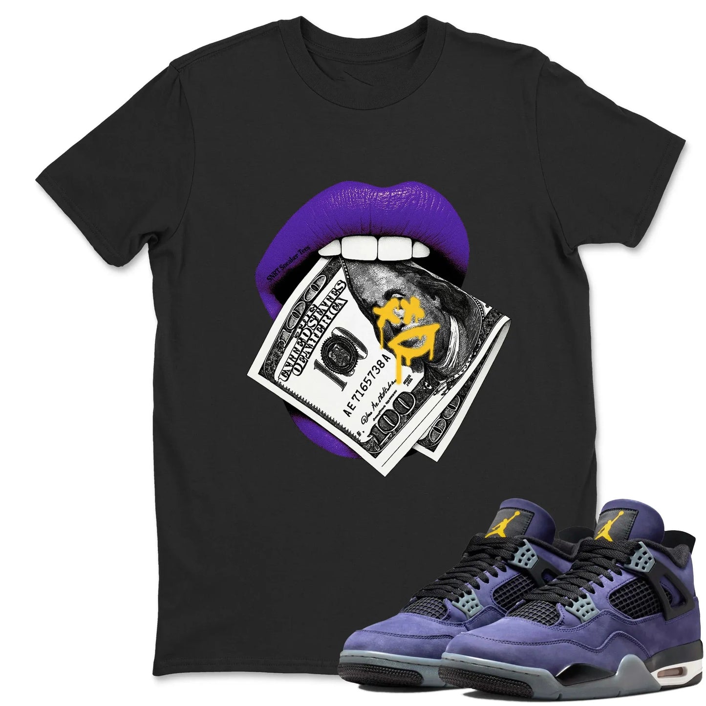 Lips Money RUNIX WAVO Sneaker Tees - Air Jordan 4 Lakeshow