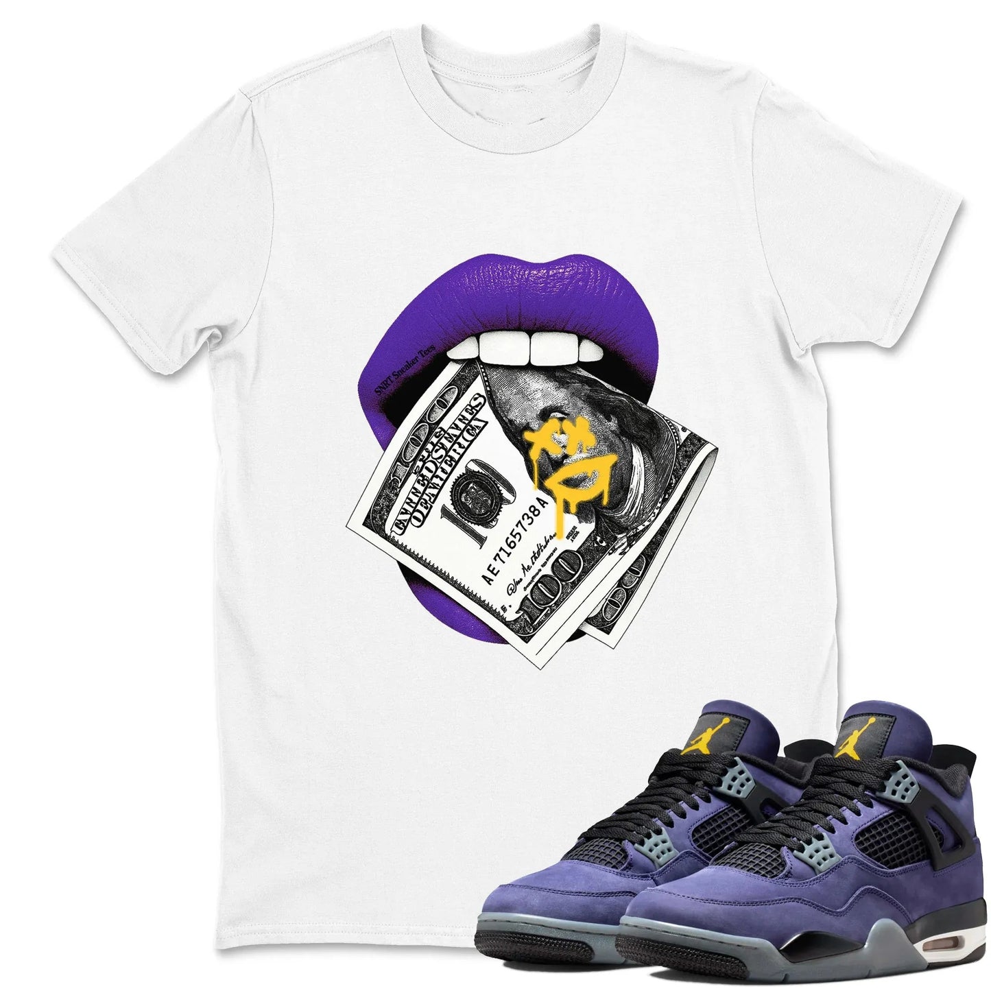 Lips Money RUNIX WAVO Sneaker Tees - Air Jordan 4 Lakeshow