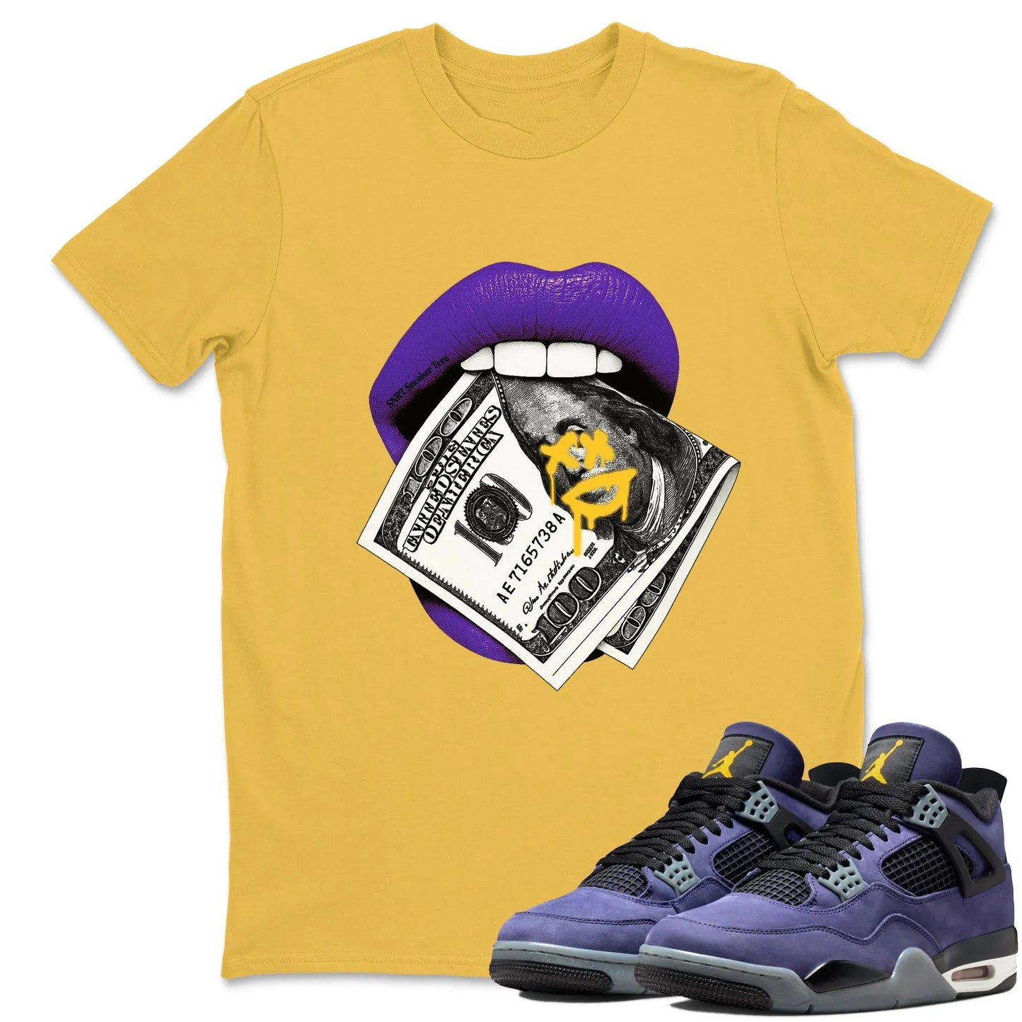 Lips Money RUNIX WAVO Sneaker Tees - Air Jordan 4 Lakeshow