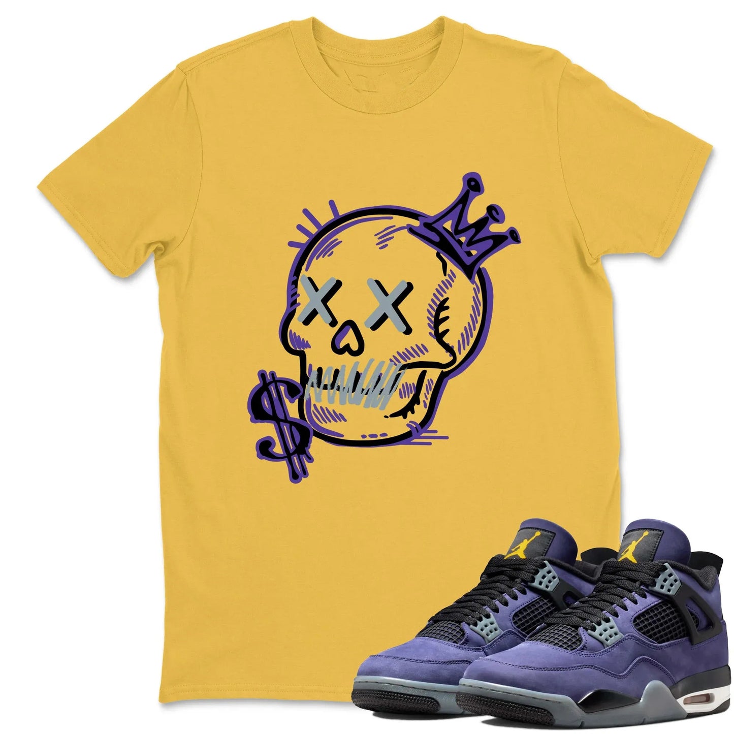 Neon Skull RUNIX  Sneaker Tees - Air Jordan 4 Lakeshow