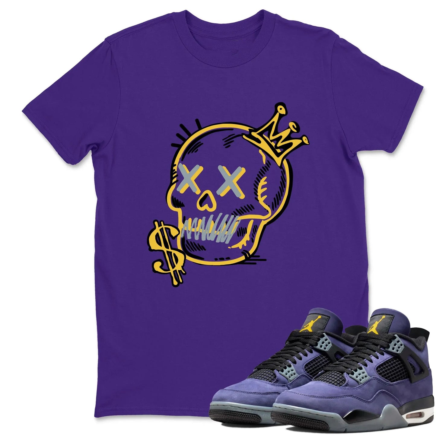 Neon Skull RUNIX  Sneaker Tees - Air Jordan 4 Lakeshow