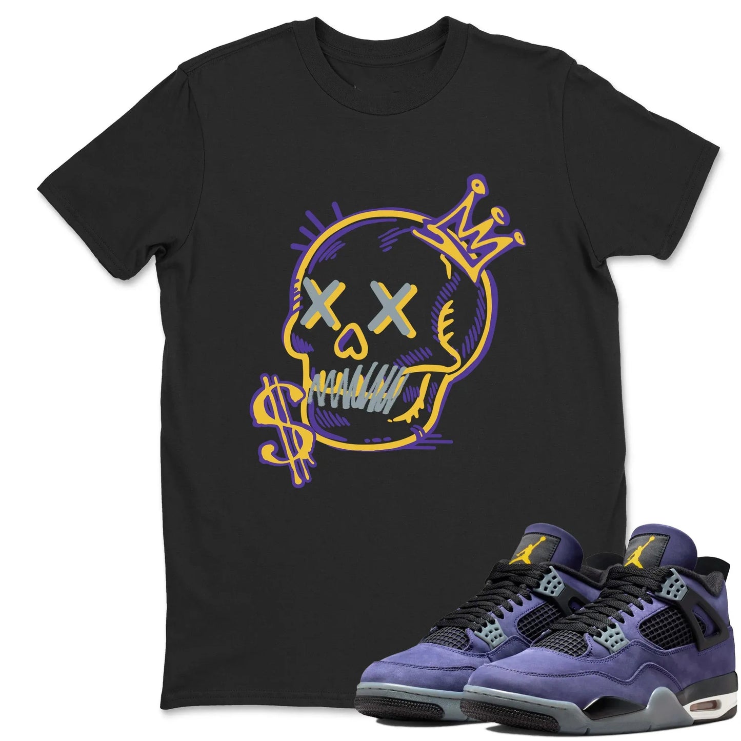 Neon Skull RUNIX  Sneaker Tees - Air Jordan 4 Lakeshow