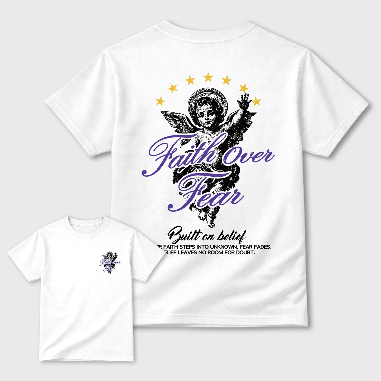 Faith Over Fear Sneaker Tees - Air Jordan 4 Lakeshow